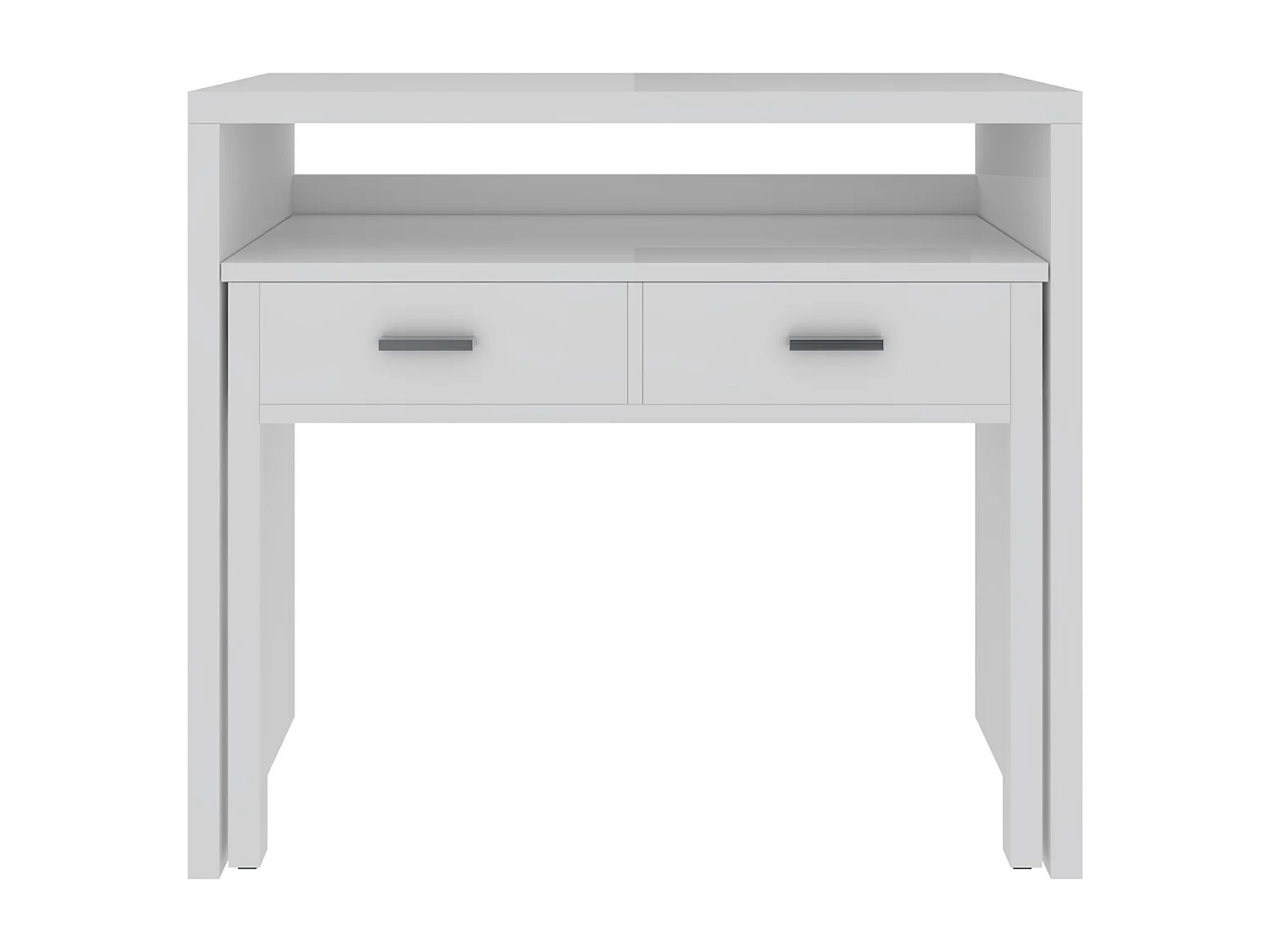 Scrivania Allungabile Con 2 Cassetti Scrittoio Ufficio Cameretta Salvaspazio Scrivania Estensibile Design Arredo Casa Guide Metalliche 98.5 x 36 x 87.5 cm Bianco