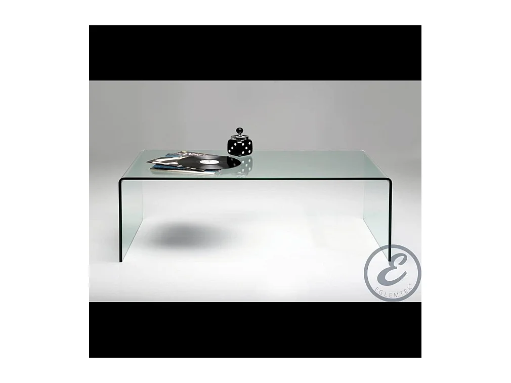 Tavolino Basso da Salotto Rettangolare in Vetro e Curvato (110 x 43 x 60 cm)- Luxury Z-01 - Design curvo e Moderno