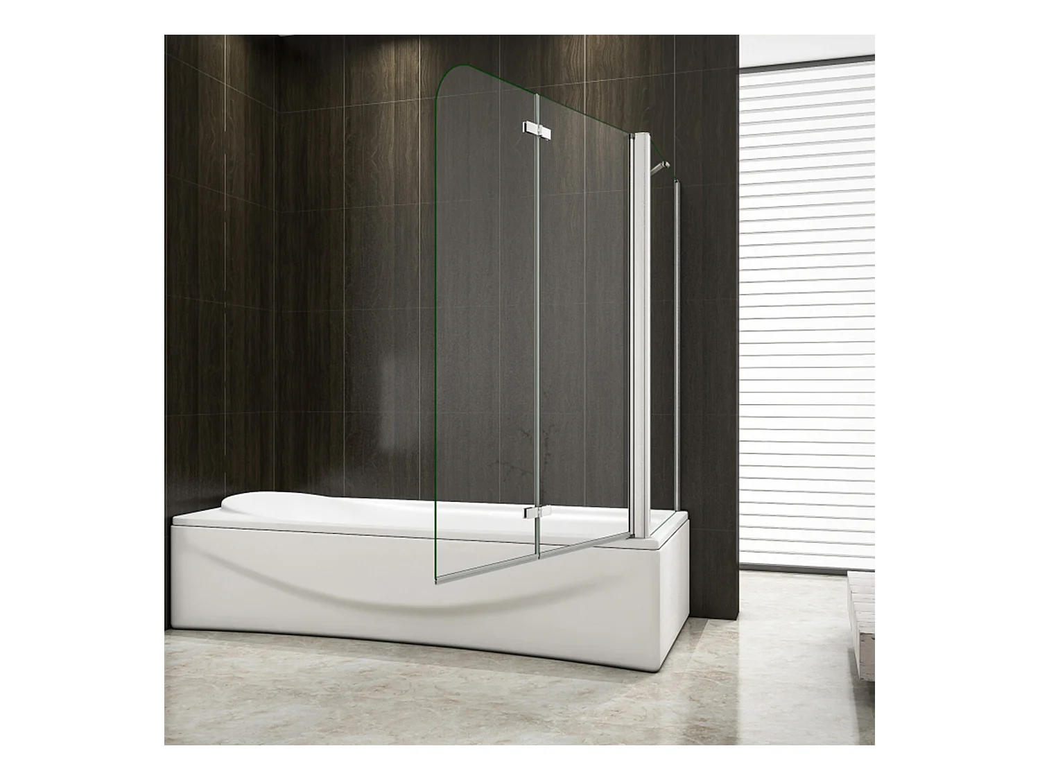 110x75x140cm Badscherm badwand 2 panelen vouwbaar met vast zijwand,6mm NANO helder ESG-veiligheidsglas,profiel van glanzend chroom