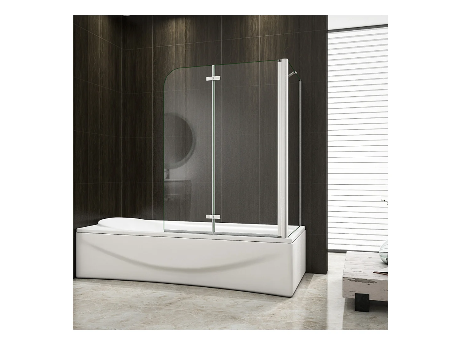 110x70x140cm Badscherm badwand 2 panelen vouwbaar met vast zijwand,6mm NANO helder ESG-veiligheidsglas,profiel van glanzend chroom