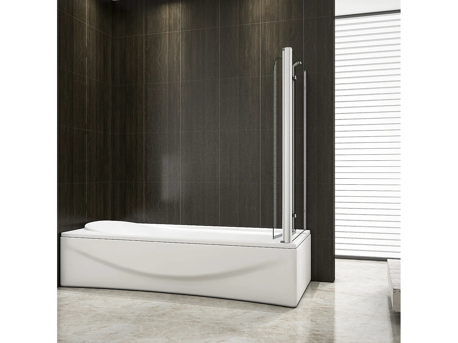 120x60x140cm Badscherm badwand 2 panelen vouwbaar met vast zijwand,6mm NANO helder ESG-veiligheidsglas,profiel van glanzend chroom