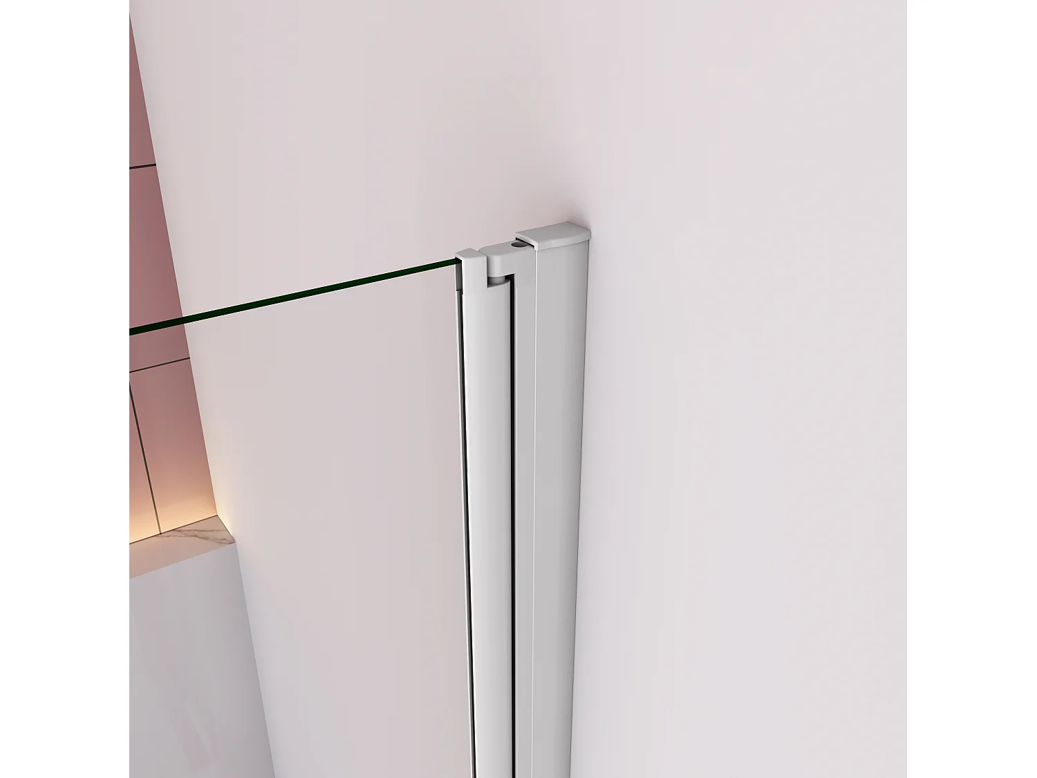 120x140cm Badscherm badwand 2 panelen vouwbaar,6mm NANO helder ESG-veiligheidsglas - mat wit profiel