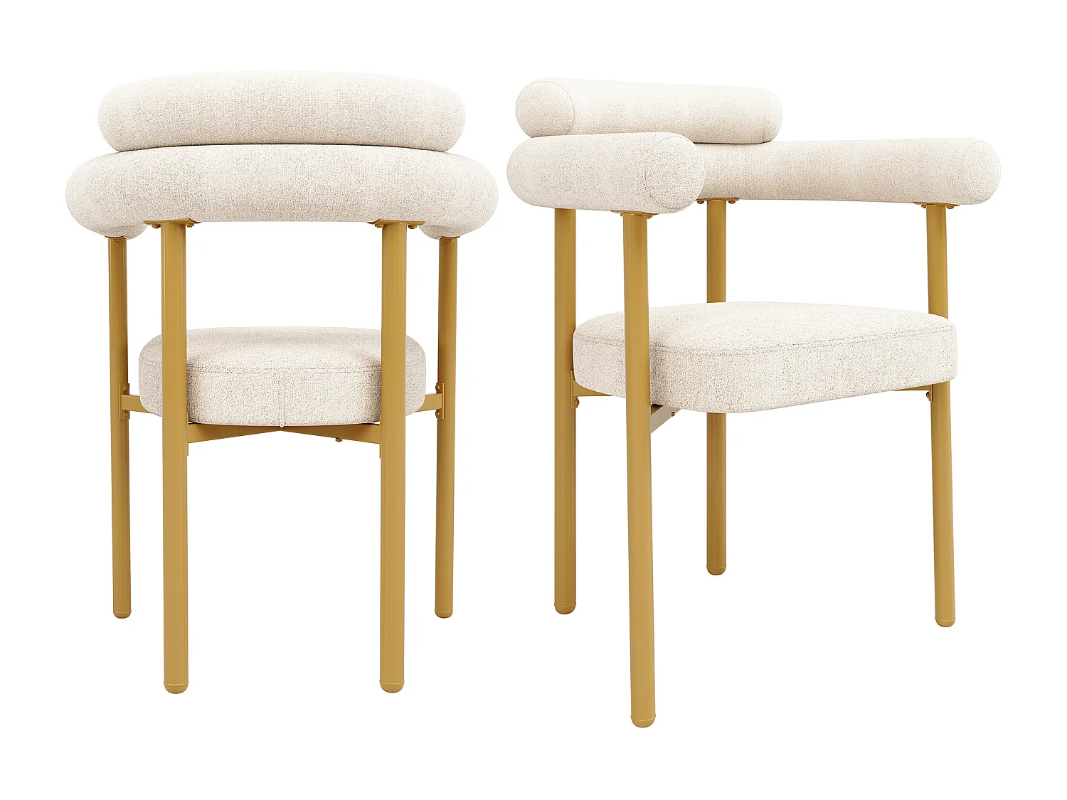 Set van 6 fluwelen stoelen - moderne stijl - Gouden stoelpoten - Wit en Goud