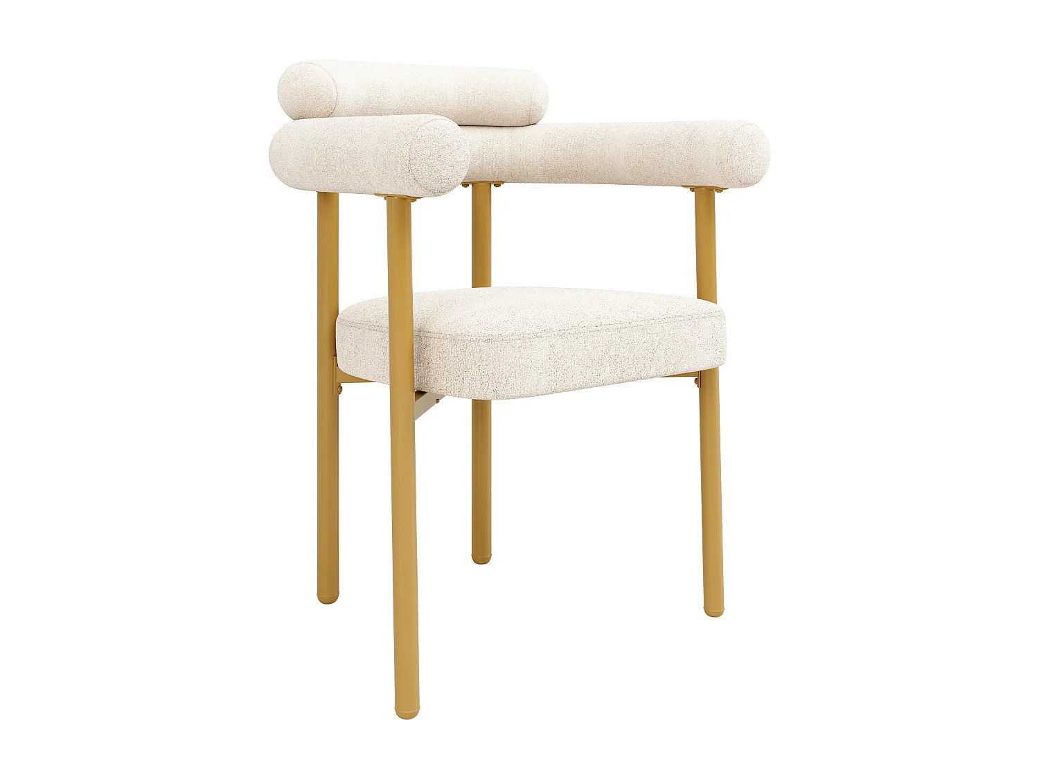 Set van 6 fluwelen stoelen - moderne stijl - Gouden stoelpoten - Wit en Goud