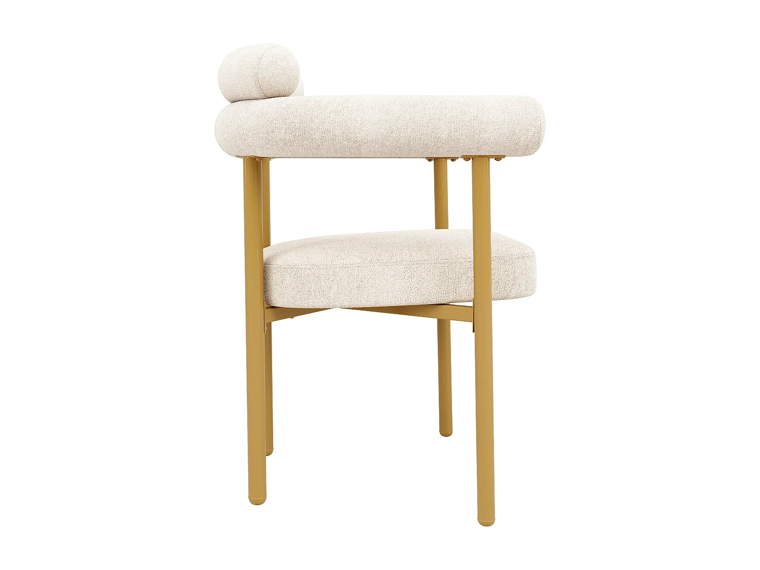 Set van 6 fluwelen stoelen - moderne stijl - Gouden stoelpoten - Wit en Goud