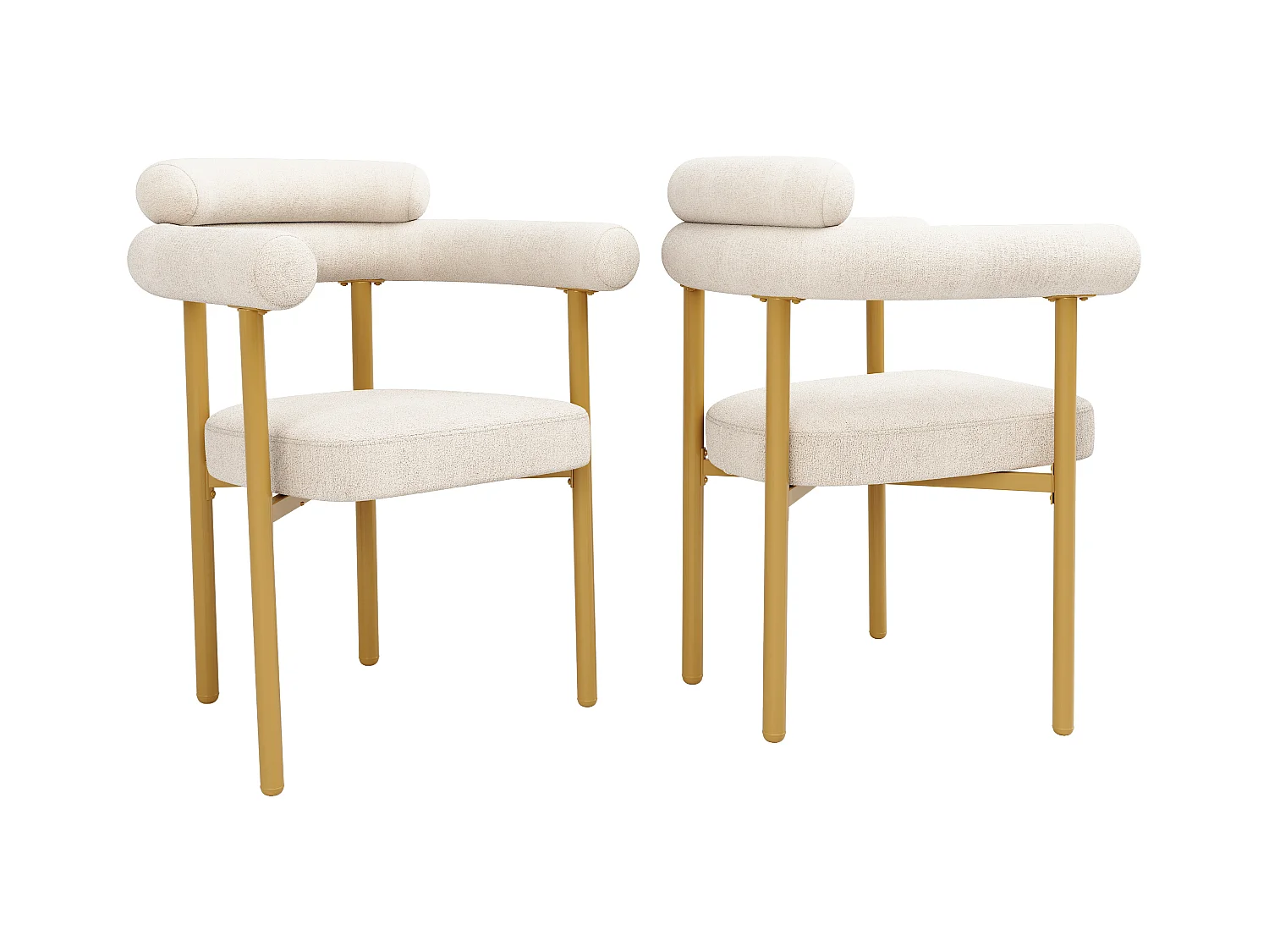 Set mit 2 Samtstühlen - moderner Stil - Goldene Stuhlbeine - Weiß und Gold