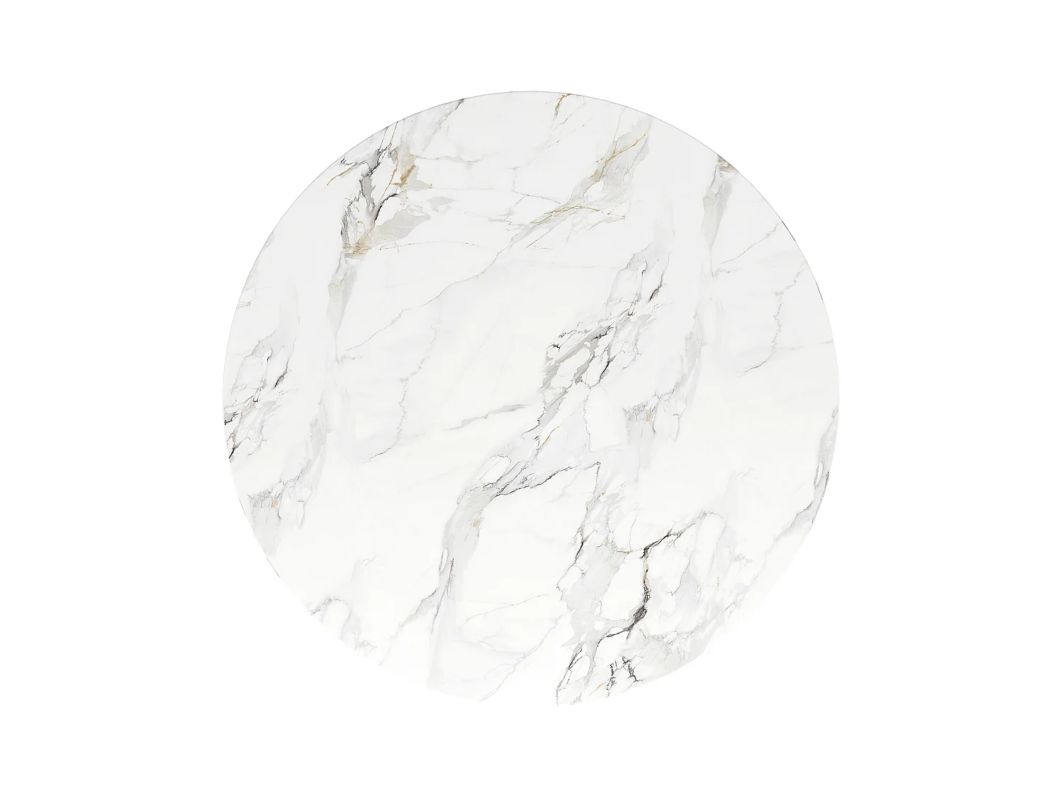 Table à manger ronde 80x80x76cm - Cadre en métal - placage à motif marbre - 2 à 6 personnes - Blanc & Doré