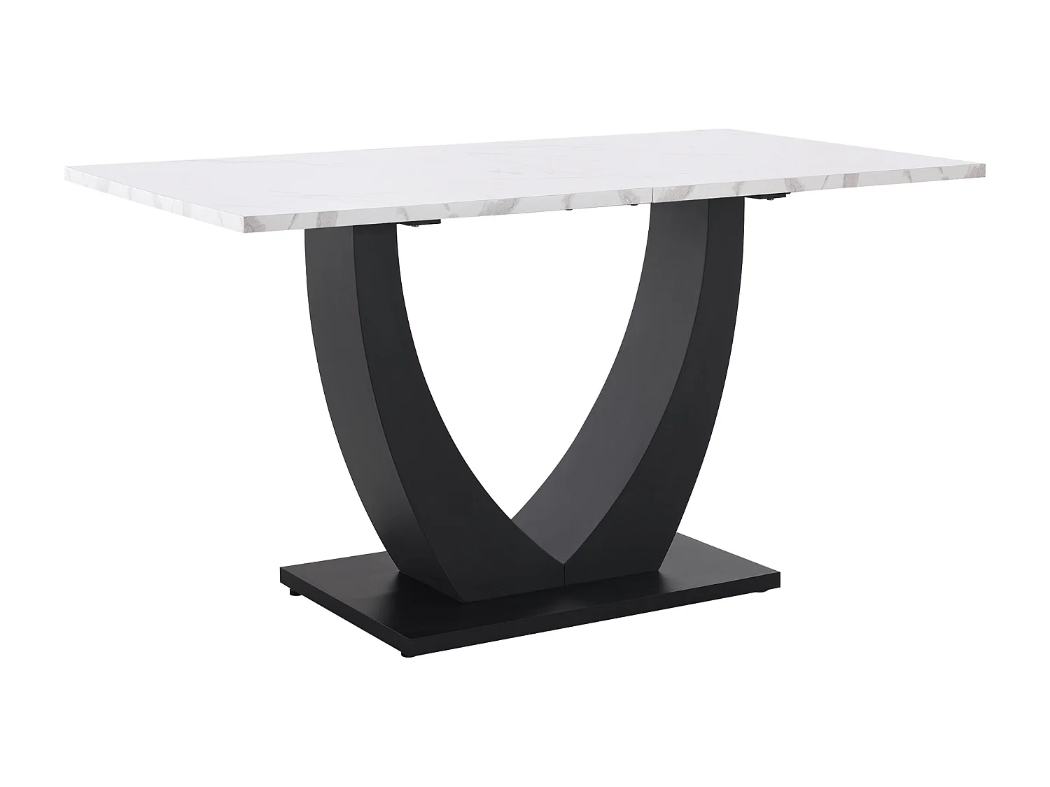 Esstisch 140x75x75,5 cm - Tischplatte aus Kunstmarmor - MDF - Für 4-6 Personen - Weiß und Schwarz