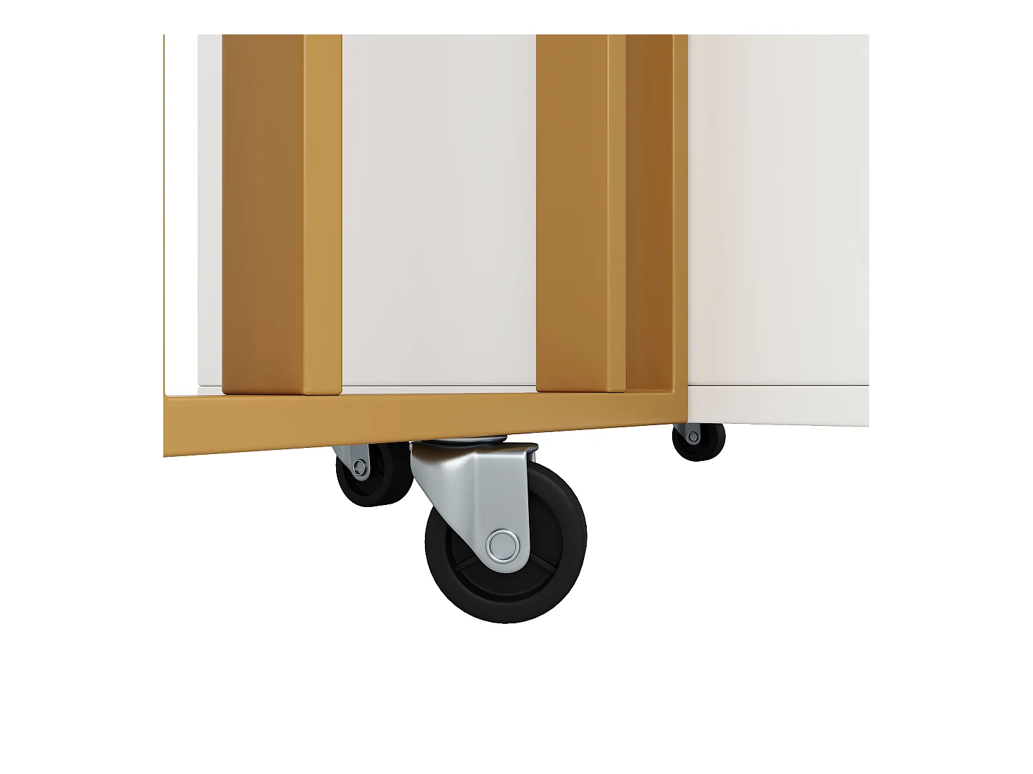 Uitschuifbare eettafel - Metalen poten - Met 2 deuren - Met 6 wieltjes - Wit + Goud