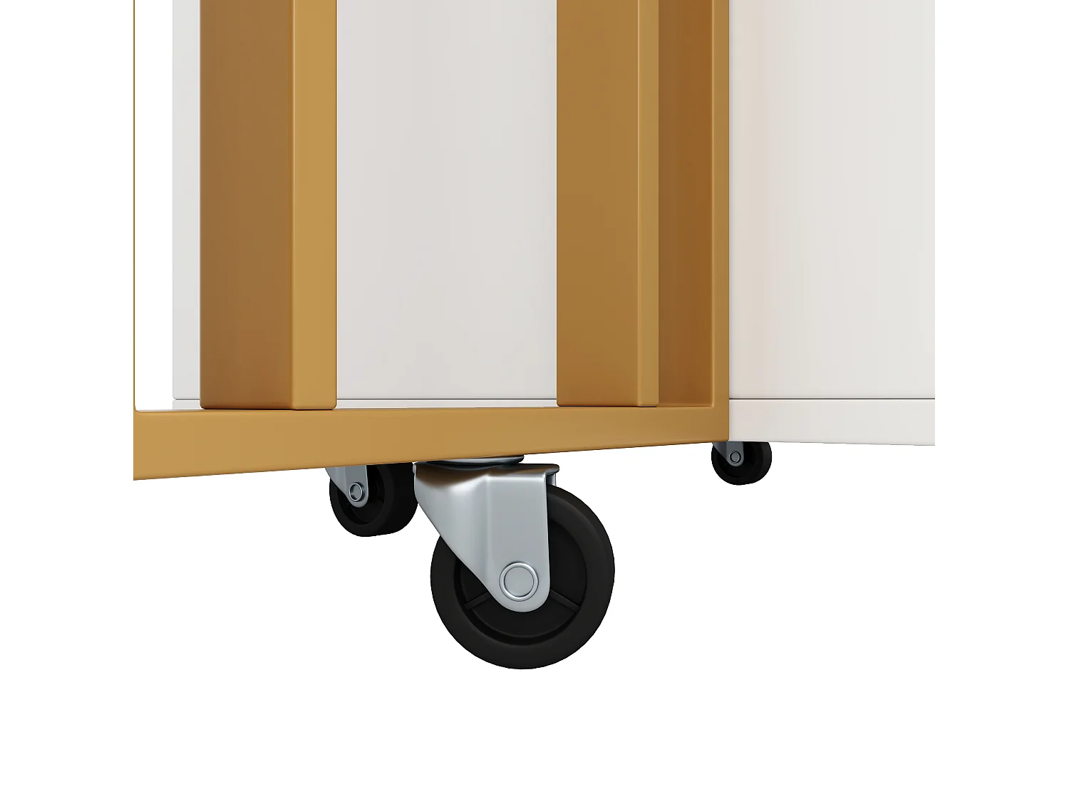 Table à manger extensible - pieds en métal - avec 2 portes - avec 6 roulettes - blanc + doré