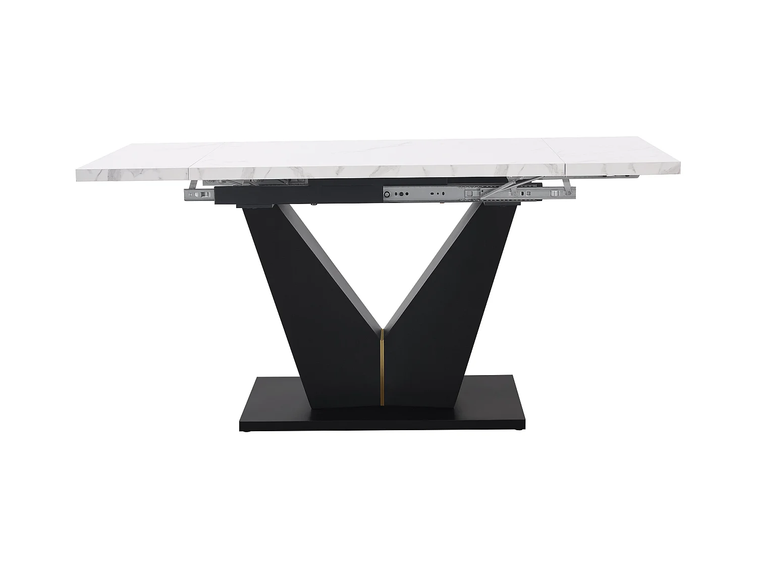 Table à manger extensible 99-159x75x75cm - 6 à 8 personnes - en MDF - Blanc + Noir