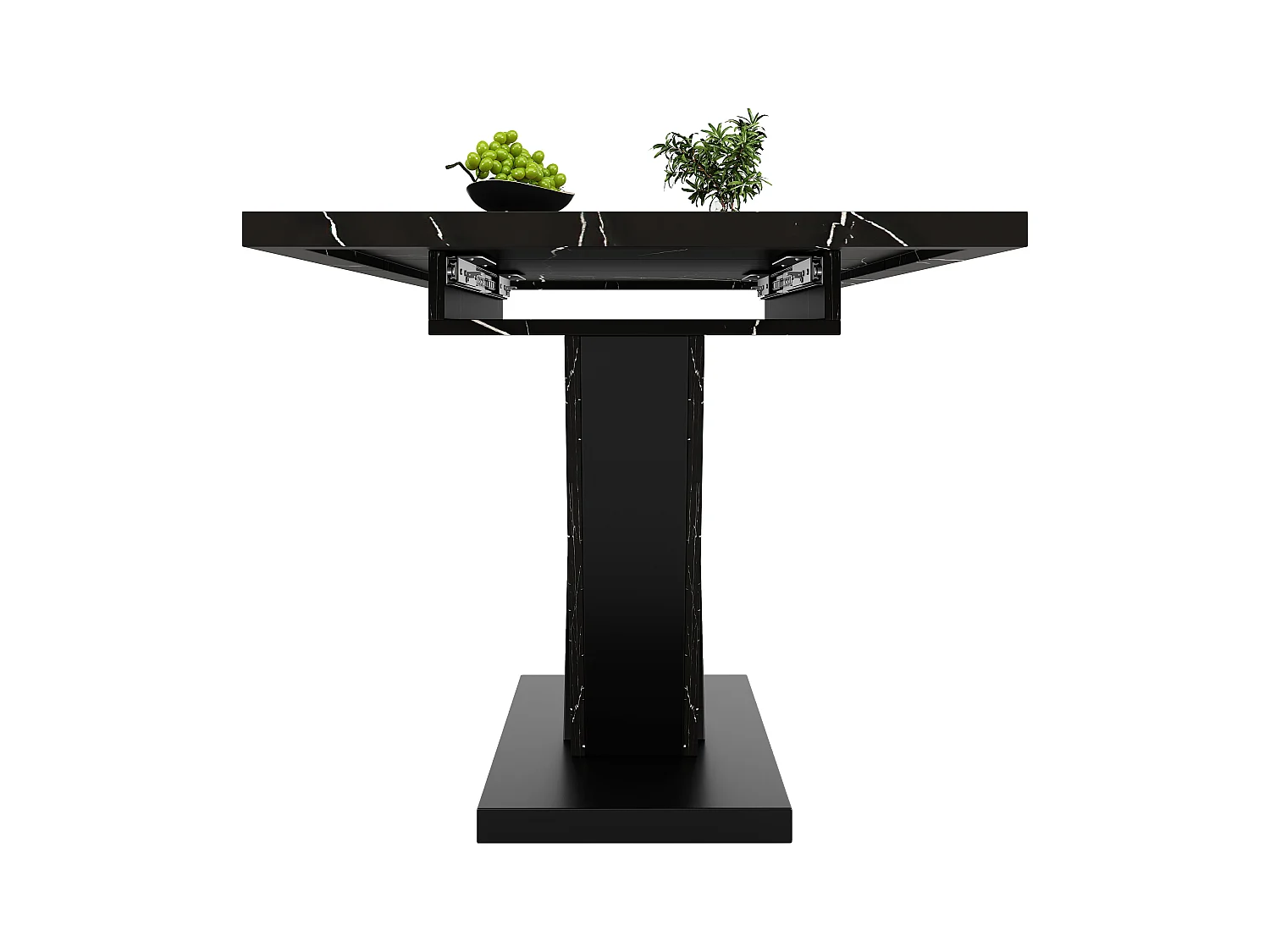 Table à manger extensible 120-160x75x75.5cm - 6 à 8 personnes - en MDF - Noir