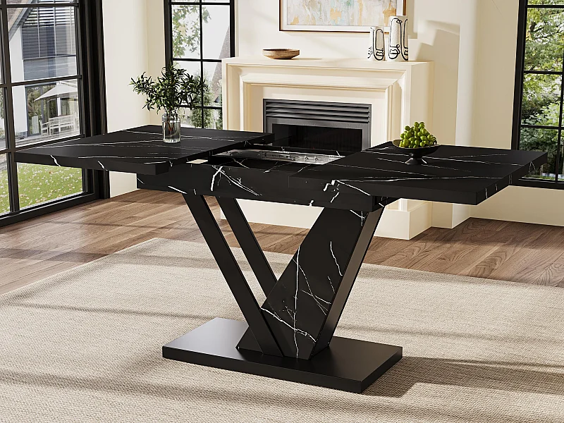 Tavolo allungabile 120-160x75x75.5cm - Per 6-8 persone - In MDF - Nero