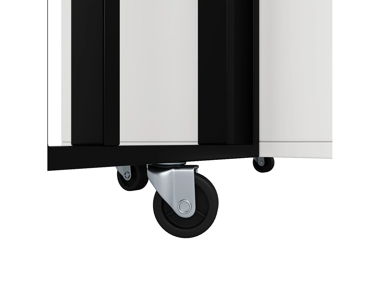 Mesa extensible - Patas de metal - Con 2 puertas - Con 6 ruedas - Blanco + Negro