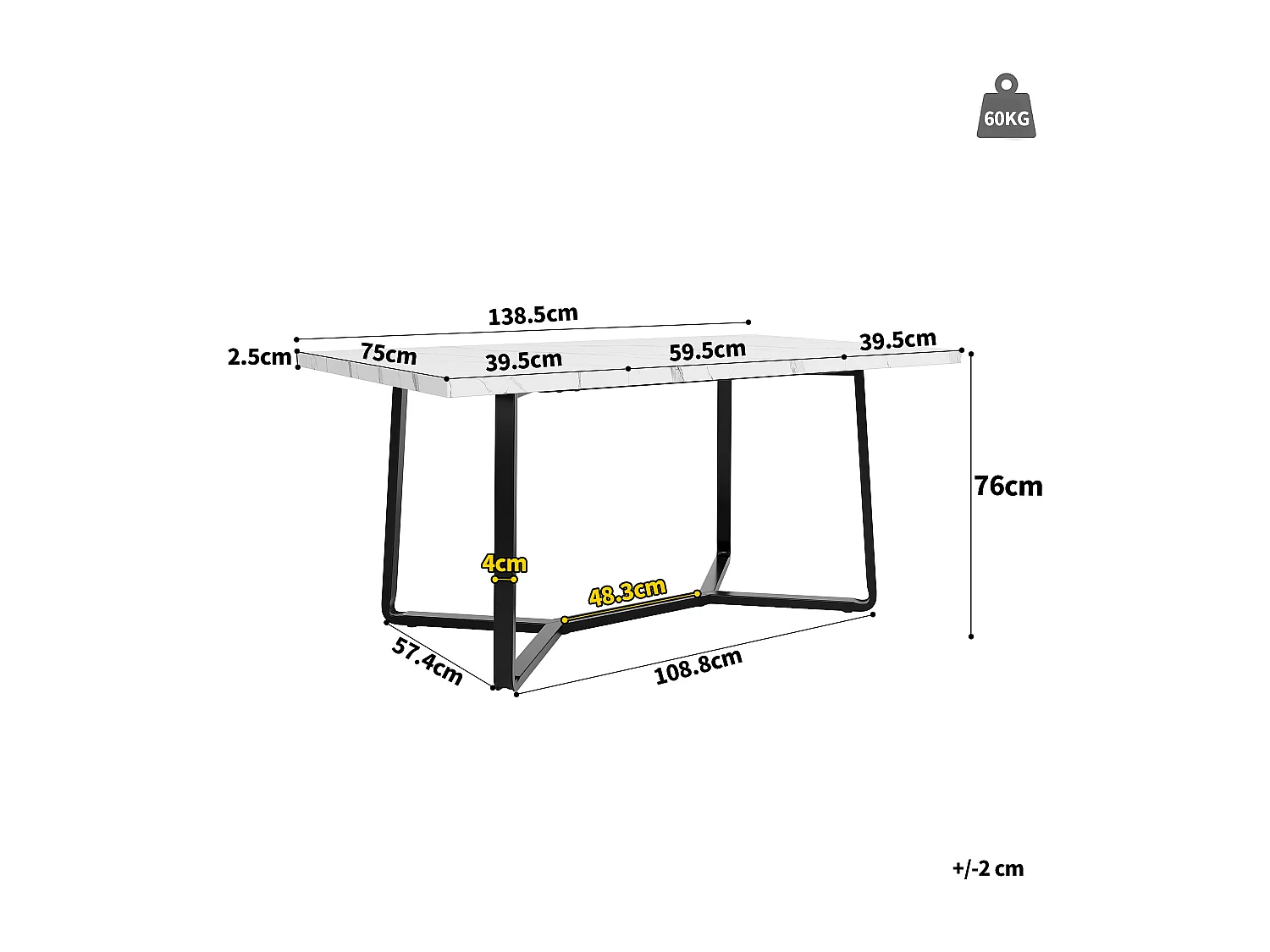 Table à manger et canapé en velours - Plateau de table en marbre artificiel - MDF - 4 à 6 personnes - Blanc + Gris