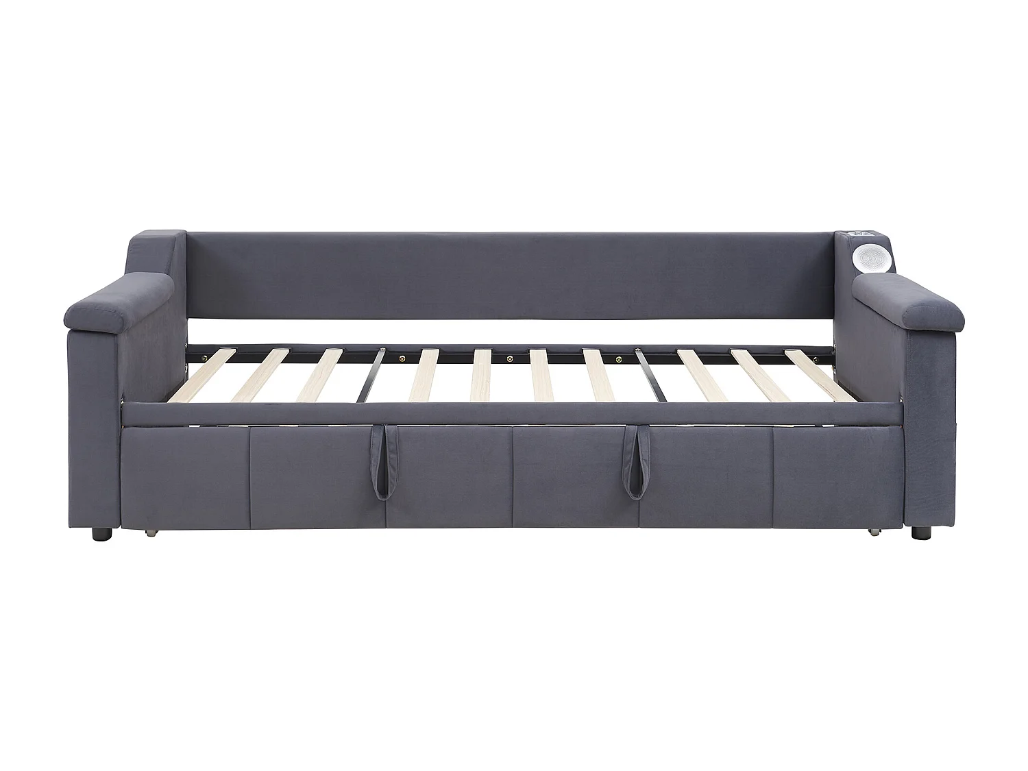 Divano letto imbottito 90x190 cm - con porta di ricarica USB - con sistema audio Bluetooth intelligente - tessuto velluto - ​​grigio​