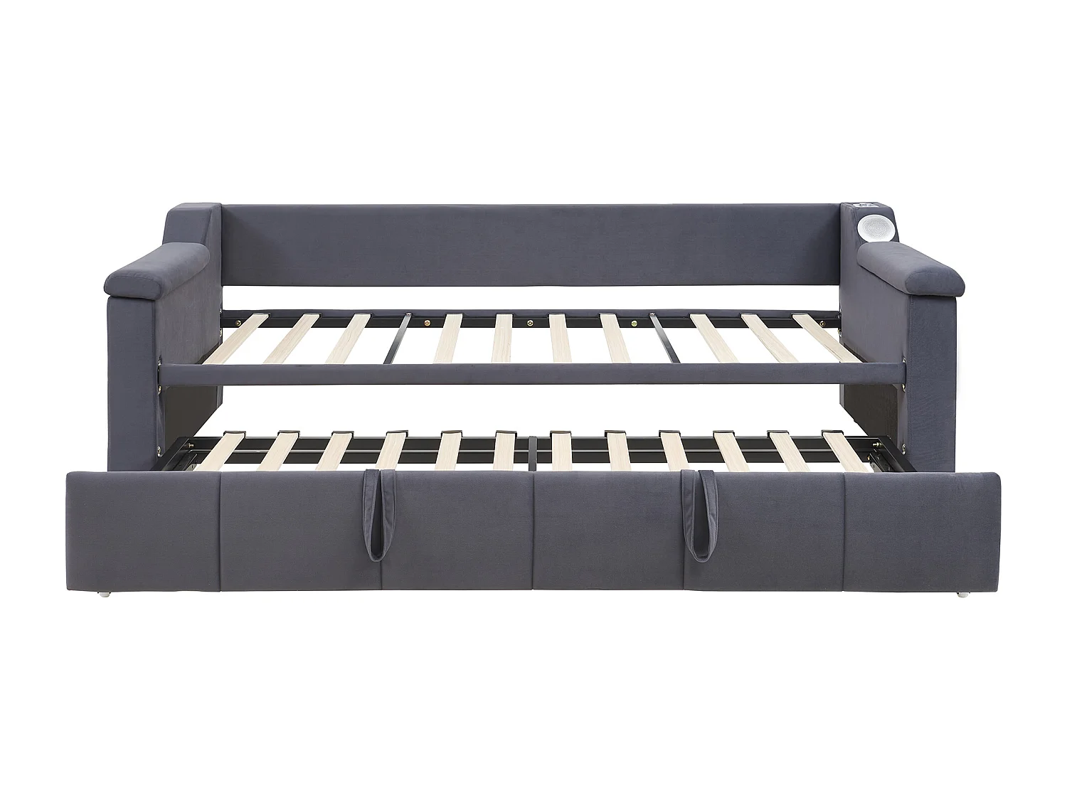 Divano letto imbottito 90x190 cm - con porta di ricarica USB - con sistema audio Bluetooth intelligente - tessuto velluto - ​​grigio​