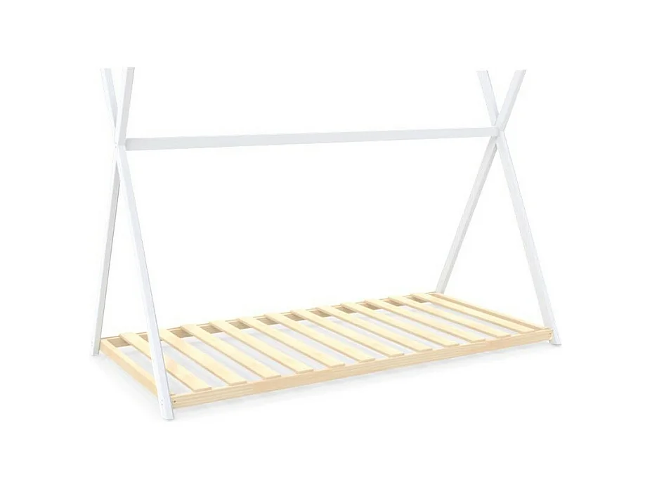 Lit cabane enfant 90x190cm bois massif SOLI Blanc inclus sommier