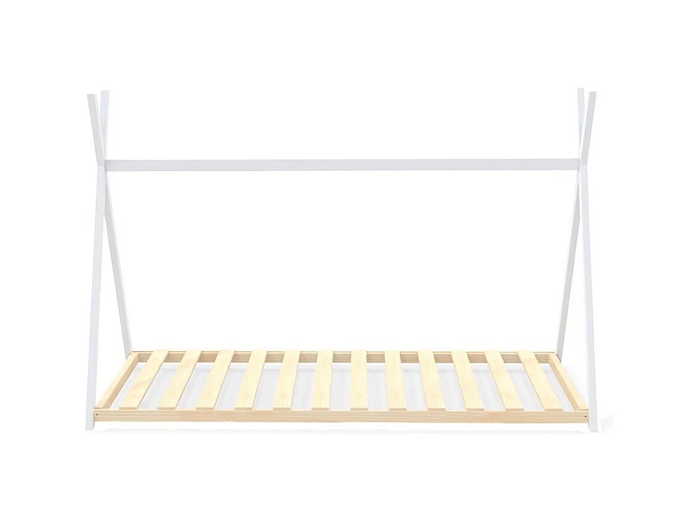 Lit cabane enfant 90x190cm bois massif SOLI Blanc inclus sommier