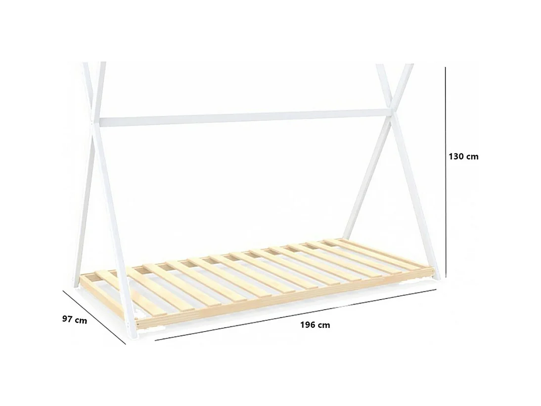 Lit cabane enfant 90x190cm bois massif SOLI Blanc inclus sommier