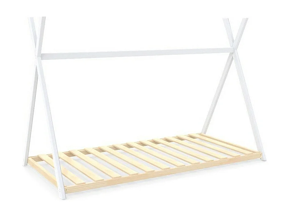 Lit cabane enfant 90x190cm bois massif SOLI Blanc inclus sommier