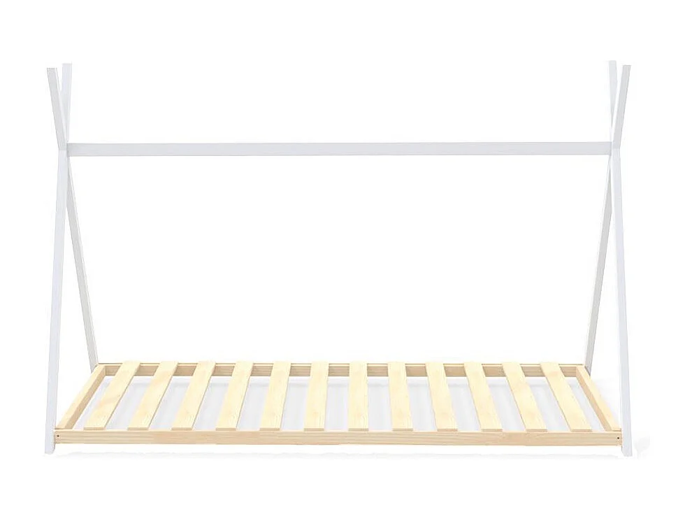 Lit cabane enfant 90x190cm bois massif SOLI Blanc inclus sommier