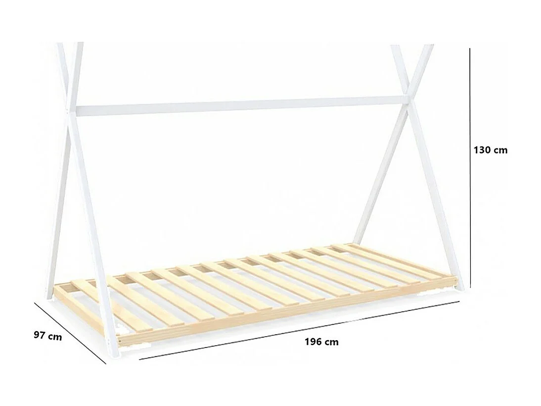 Lit cabane enfant 90x190cm bois massif SOLI Blanc inclus sommier