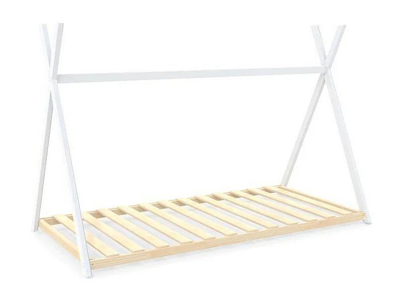 Lit cabane enfant 90x190cm bois massif SOLI Blanc inclus sommier