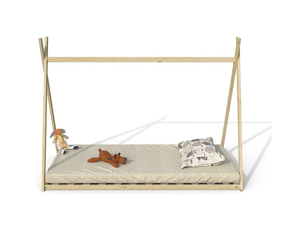 Lit cabane enfant 90x190cm bois massif SOLI Naturel inclus sommier