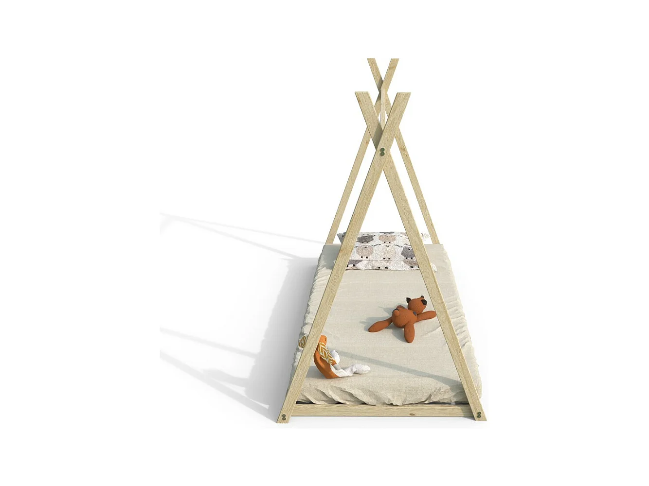 Lit cabane enfant 90x190cm bois massif SOLI Naturel inclus sommier