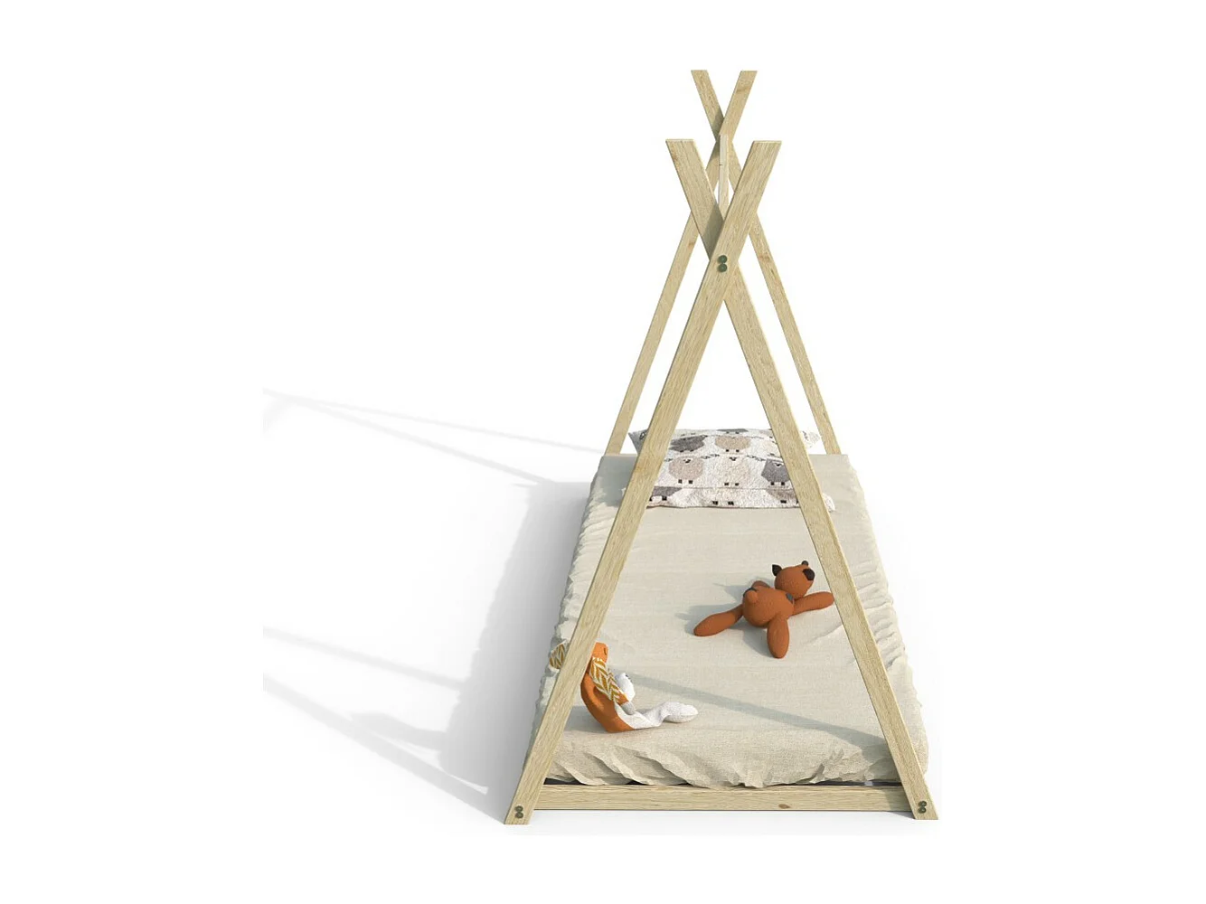 Lit cabane enfant 90x190cm bois massif SOLI Naturel inclus sommier
