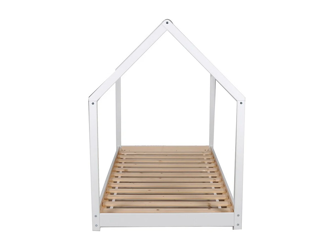 Lit cabane enfant 70x140cm bois massif PANDOU Blanc inclus sommier