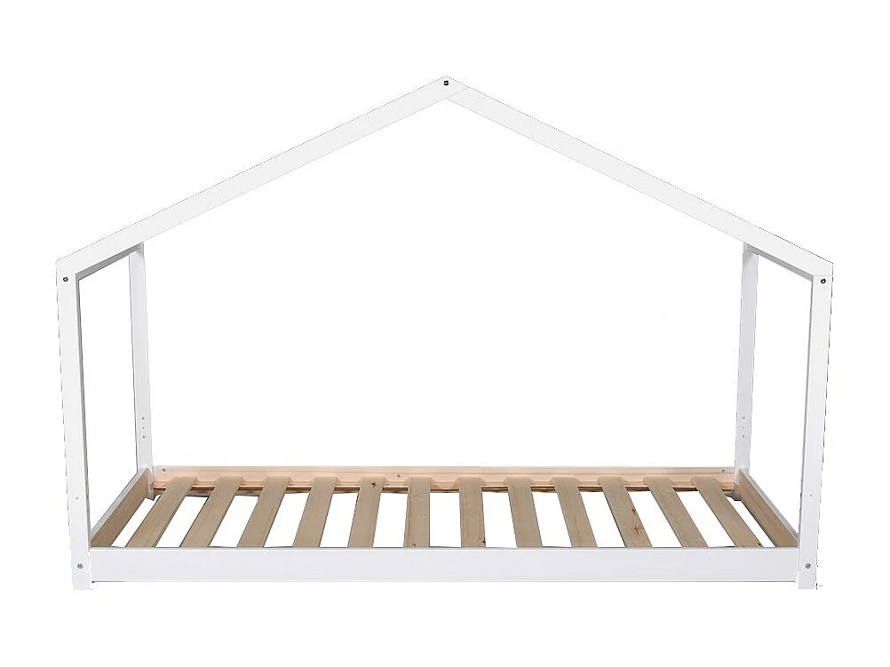 Lit cabane enfant 90x190cm bois massif KITO blanc inclus sommier