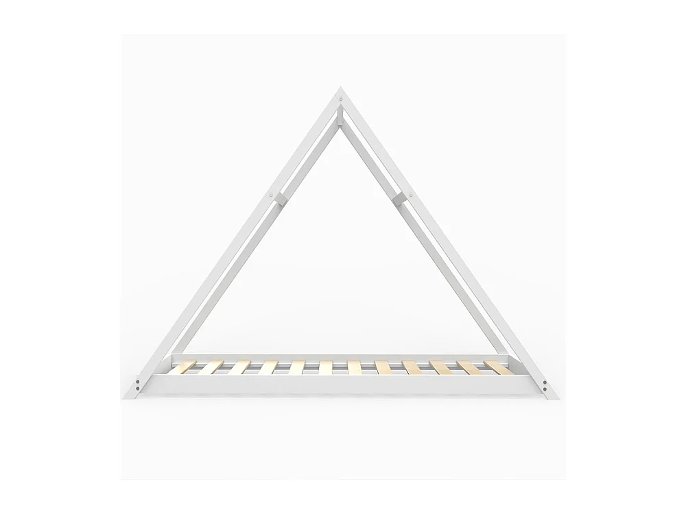 Lit cabane enfant 90x190cm bois massif APATE Blanc inclus sommier
