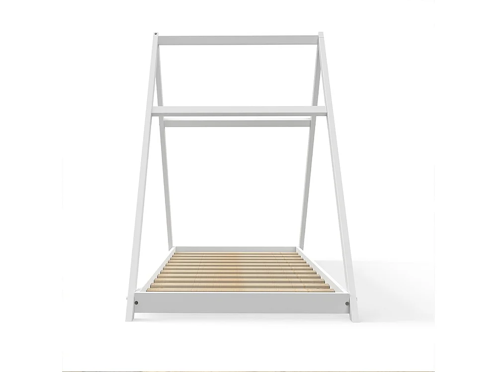 Lit cabane enfant 90x190cm bois massif APATE Blanc inclus sommier