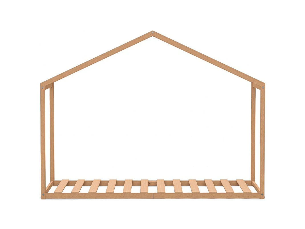 Lit cabane enfant 90x190cm bois massif WATE Naturel inclus sommier