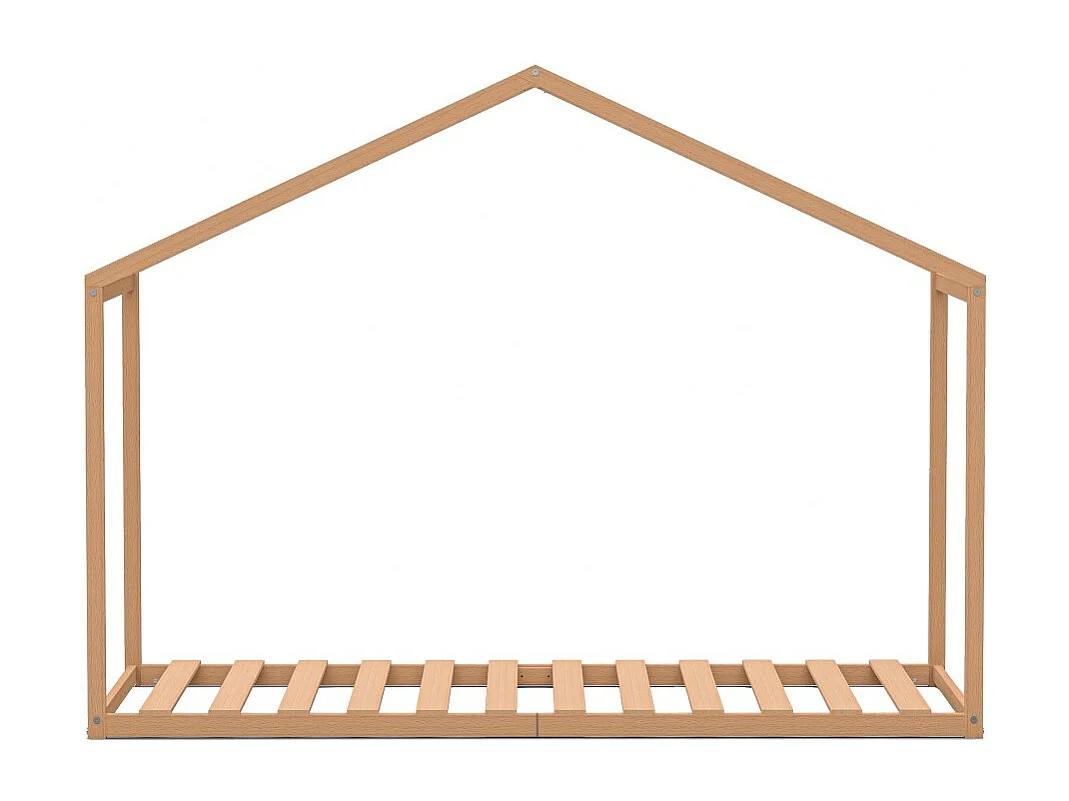 Lit cabane enfant 90x190cm bois massif WATE Naturel inclus sommier