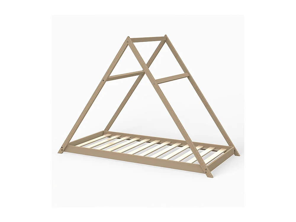 Lit cabane enfant 90x190cm bois massif APATE Naturel inclus sommier
