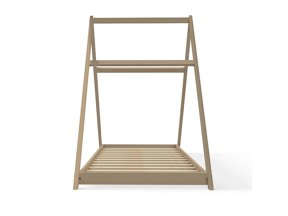 Lit cabane enfant 90x190cm bois massif APATE Naturel inclus sommier