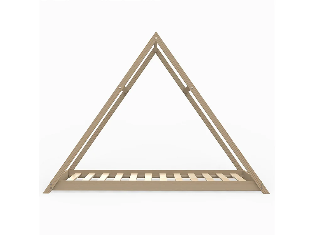 Lit cabane enfant 90x190cm bois massif APATE Naturel inclus sommier