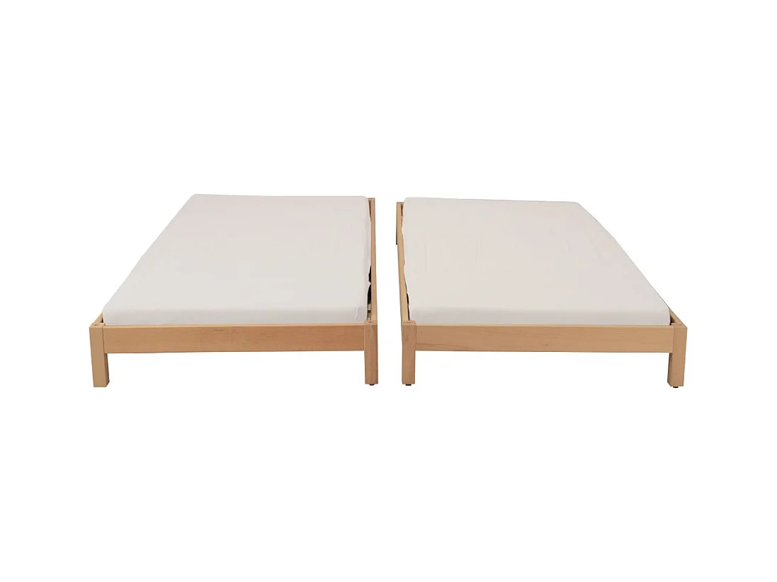 Lit empilable 1 place 90x200cm Hêtre masssif 2 sommiers inclus