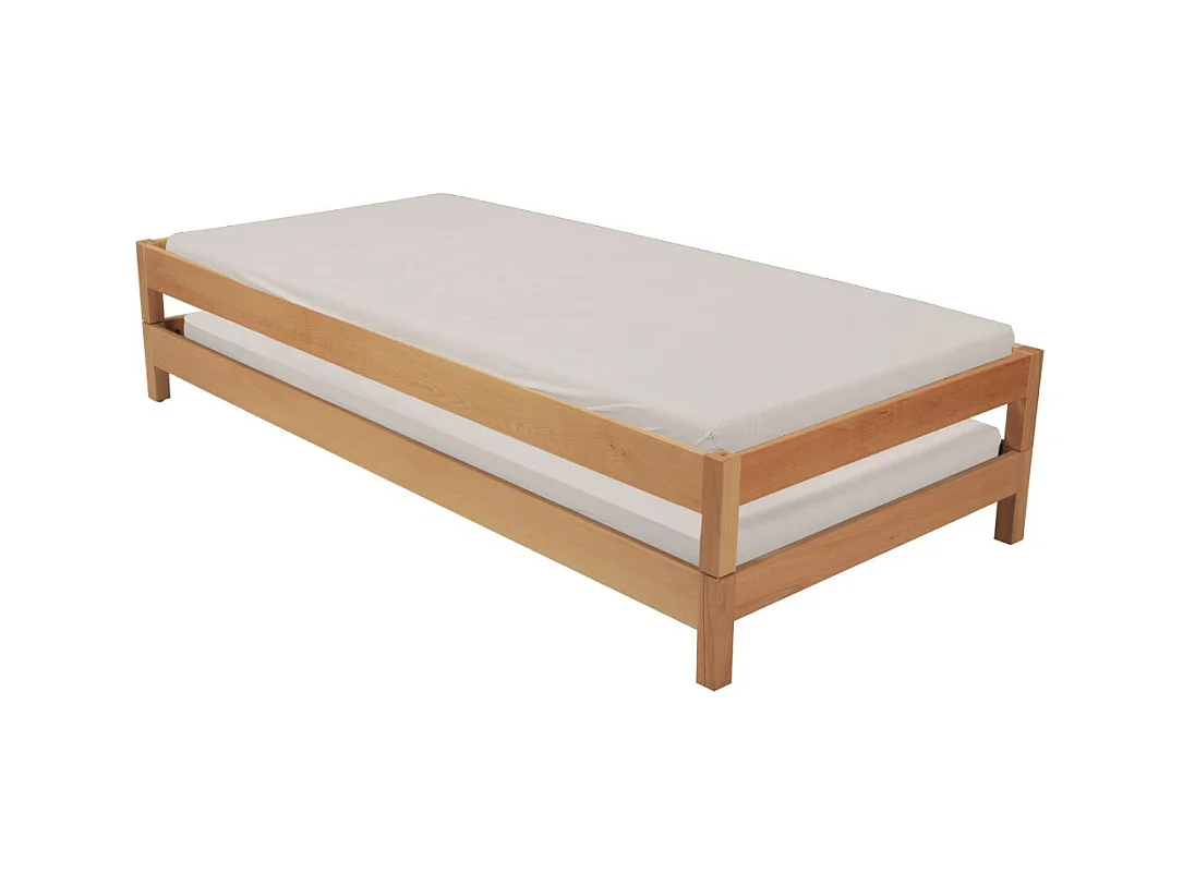 Lit empilable 1 place 90x200cm Hêtre masssif 2 sommiers inclus
