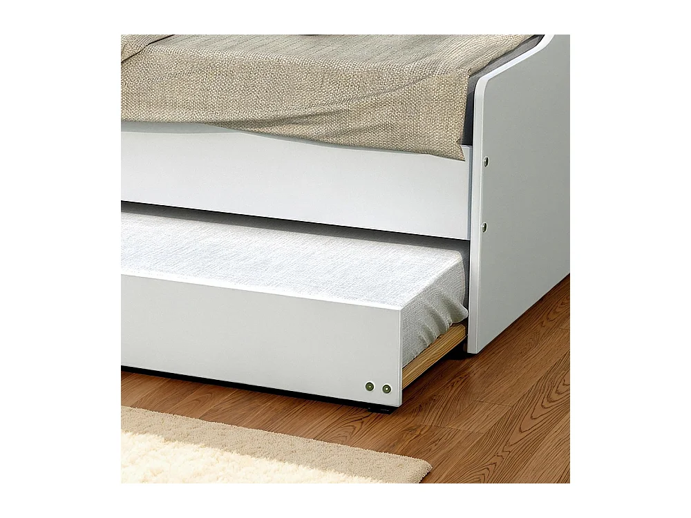 Lit gigogne 90x200cm blanc SWITY  Blanc inclus sommier et 1 tiroir lit