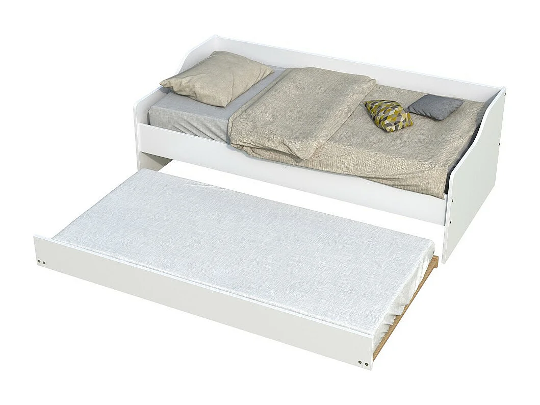 Lit gigogne 90x200cm blanc SWITY  Blanc inclus sommier et 1 tiroir lit