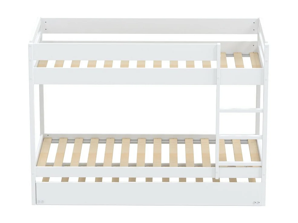 Lit superposé et 1 lit tiroir 90x190 WILL Blanc incl. Sommier