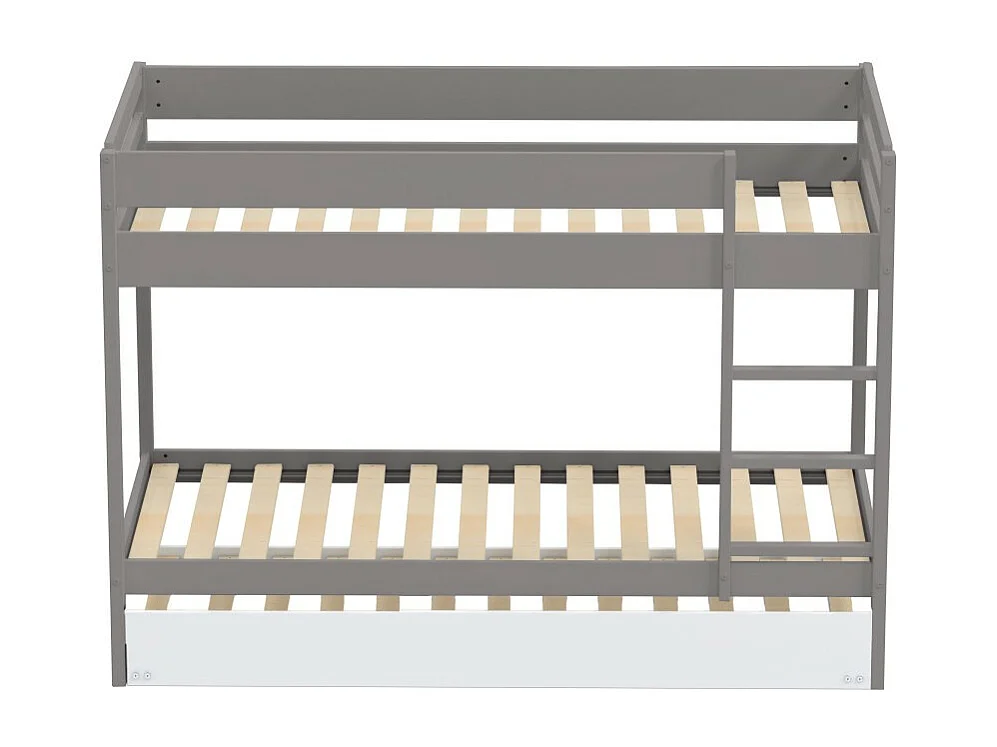 Lit superposé et 1 lit tiroir 90x190 WILL Gris incl. Sommier