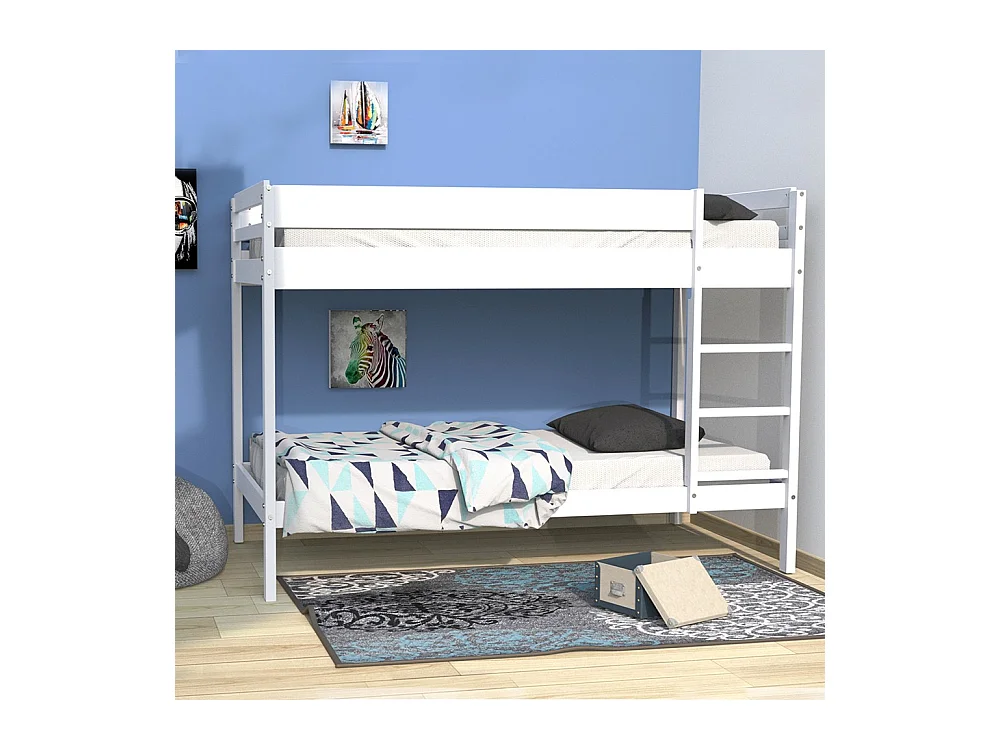 Lit superposé 90x190 BRICE Blanc incl. 2 sommiers