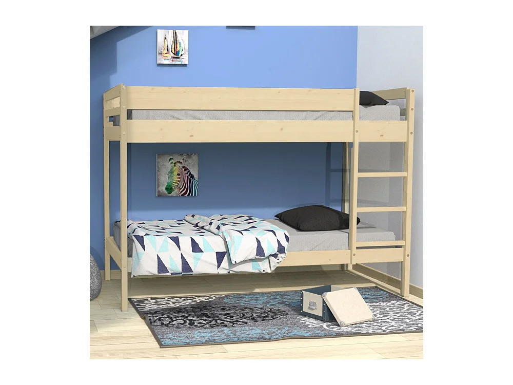 Lit superposé 90x190 BRICE bois naturel incl. 2 sommiers