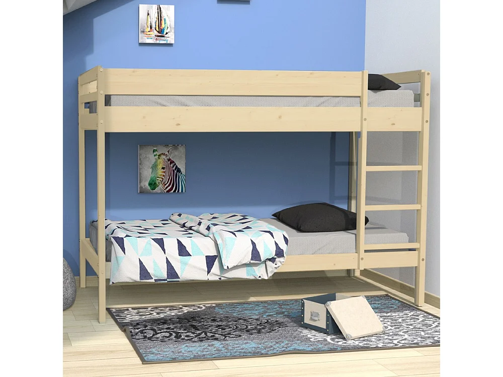 Lit superposé 90x190 BRICE bois naturel incl. 2 sommiers