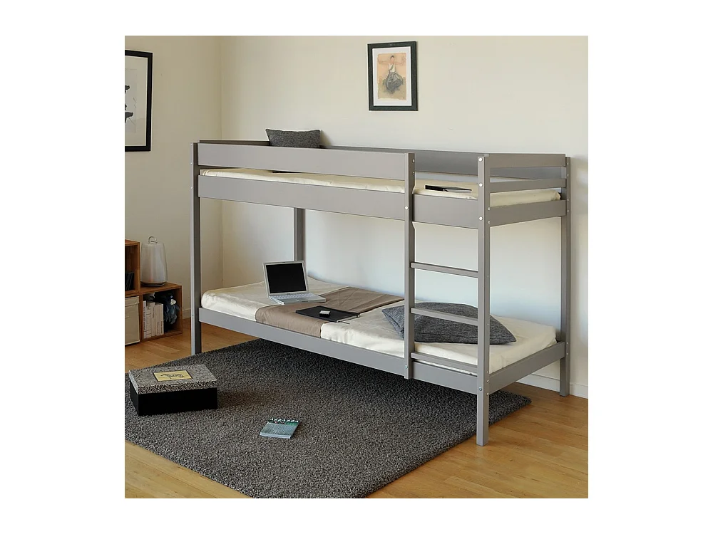 Lit superposé 90x190 BRICE Gris incl. 2 sommiers